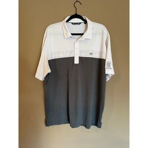 TravisMathew Mens XL TPC Twin Cities Golf Polo Shirt Colorblock White Grey